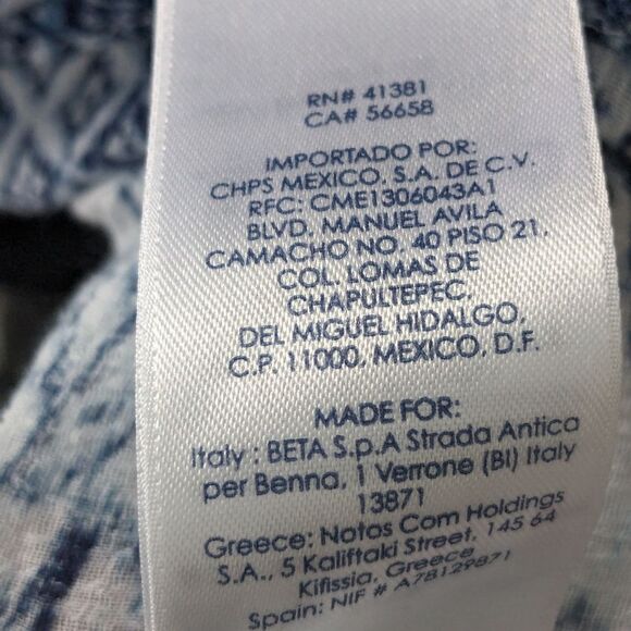 CHAPS Top Women's sz M Blue White Boho Lightweight Paisley Tunic Elastic Flowy - Picture 8 of 10